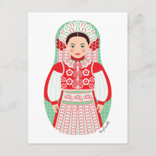 Ungerska Kalotaszeg Matryoshka Postcard Vykort