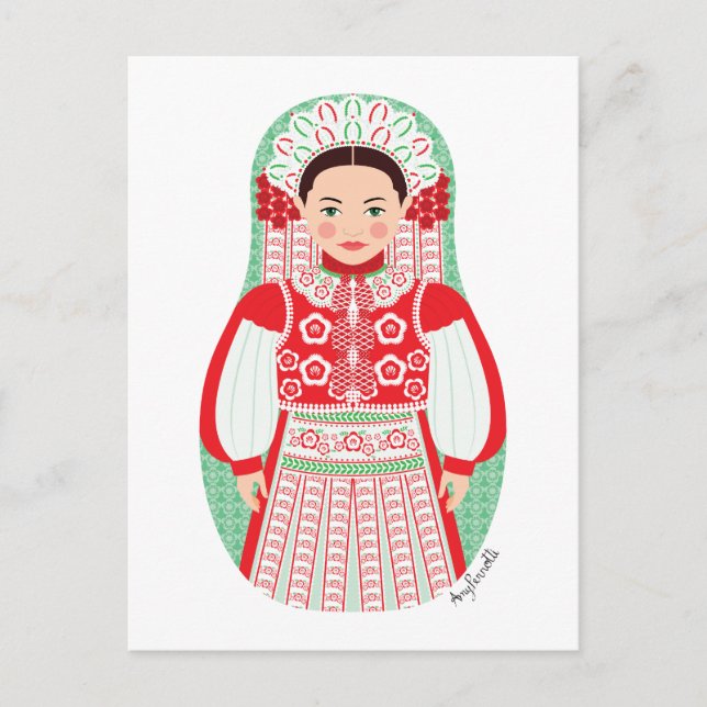 Ungerska Kalotaszeg Matryoshka Postcard Vykort (Framsida)