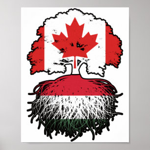 Ungerska kanadensiska kanadensiska Träd Roots Flag Poster
