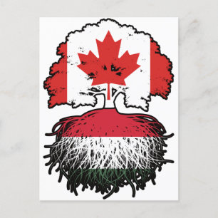 Ungerska kanadensiska kanadensiska Träd Roots Flag Vykort