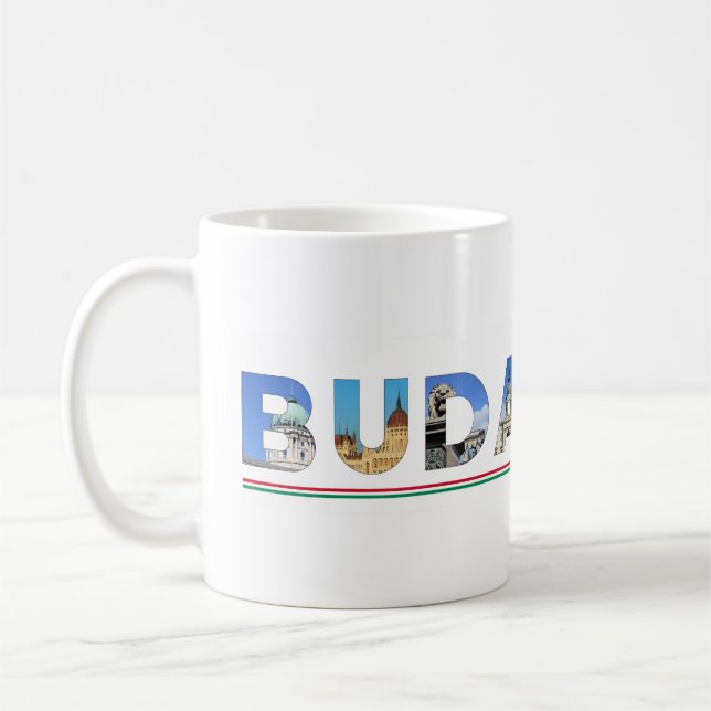 Ungerska landmärken i namn kaffemugg (Vänster)