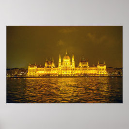 Ungerska parlamentet, Budapest, Ungern på natten Poster