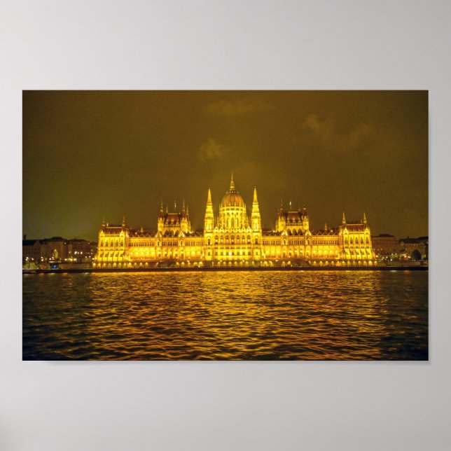 Ungerska parlamentet, Budapest, Ungern på natten Poster (Framsidan)