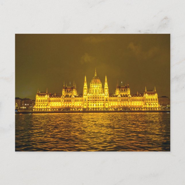 Ungerska parlamentet, Budapest, Ungern på natten Vykort (Framsida)