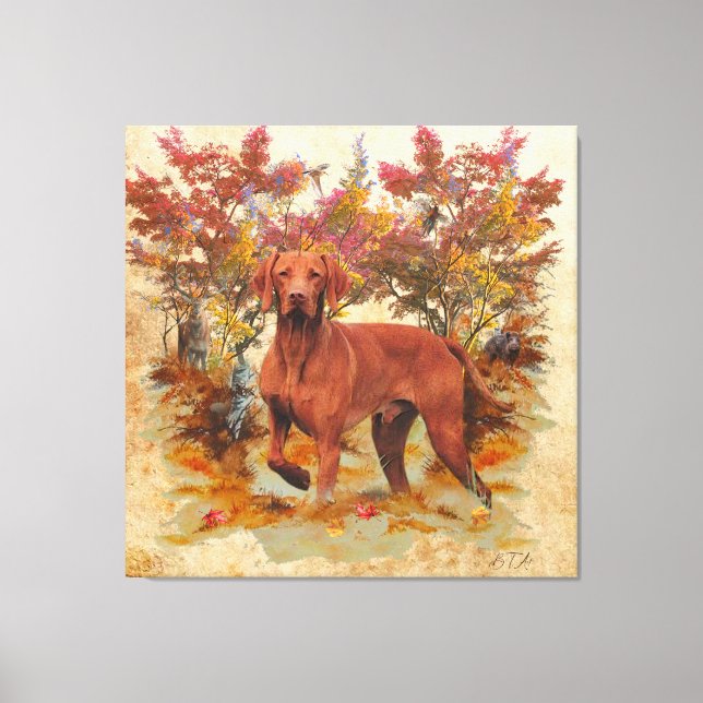 Ungerska Vizsla art Dekorativ kudde Glass Underläg Canvastryck (Framsida)