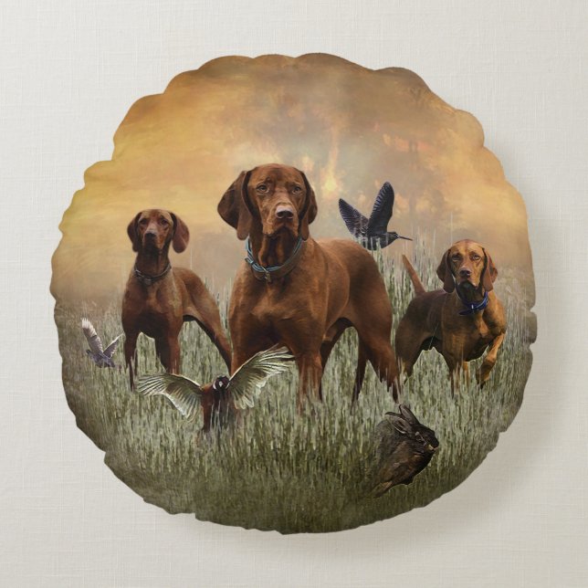 Ungerska Vizsla Art Rund Kudde (Framsidan)