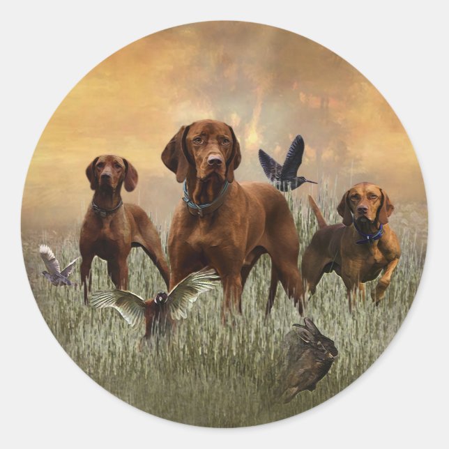 Ungerska Vizsla Art Runt Klistermärke (Framsida)