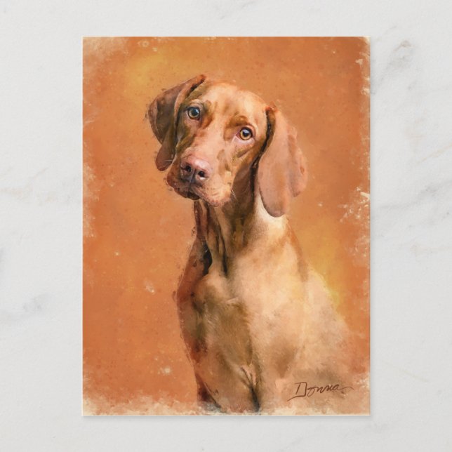 Ungerska Vizsla Hund Art-målning Helg Vykort (Framsida)