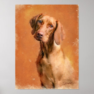 Ungerska Vizsla Hund Art-målning Poster