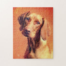 Ungerska Vizsla Hund Art Porträtt Pussel