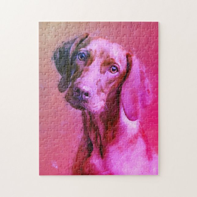 Ungerska Vizsla Hund Art Porträtt | ROSA Pussel (Vertikal)