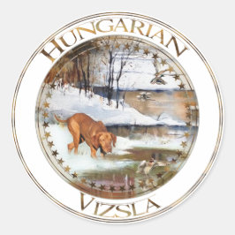 Ungerska Vizsla, jaga anka på vintern Runt Klistermärke
