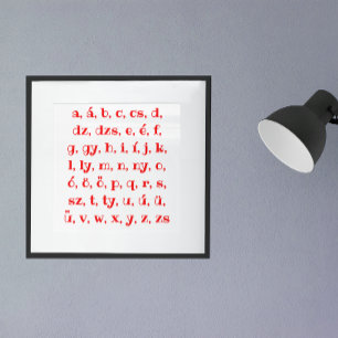 Ungerskt alfabet i rött poster