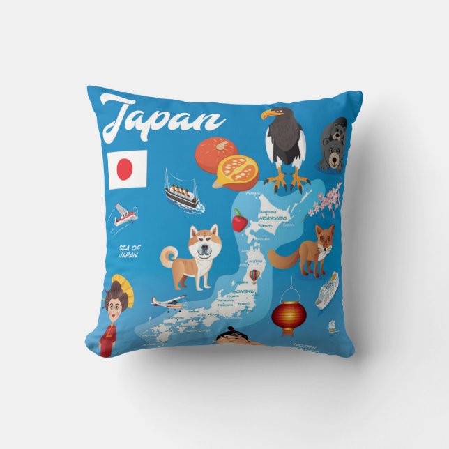 Ungetecknadkarta av Japan Kudde (Framsida)