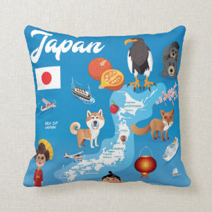 Ungetecknadkarta av Japan Kudde