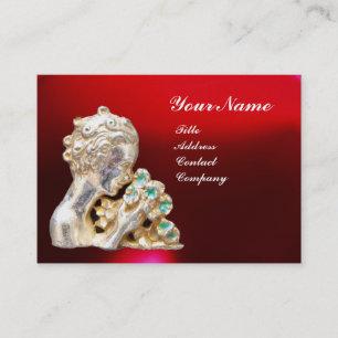 UNGG GIRL MED FLYGARE MONOGRAM Guld, Red Ruby Visitkort