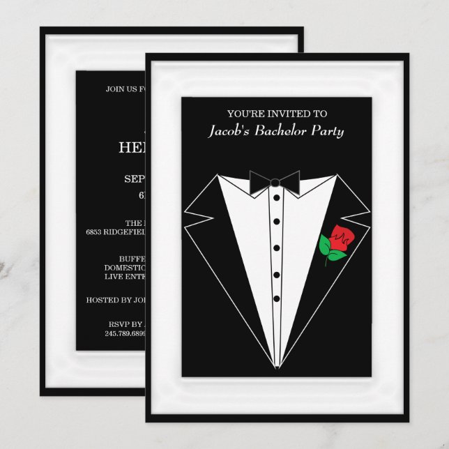 Ungkarlparty Inbjudningar (Fram/baksida)