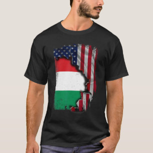 Ungrare ROOTS, halv amerikansk Flagga Patrioitc Hu T Shirt