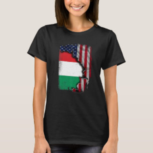 Ungrare ROOTS, halv amerikansk Flagga Patrioitc Hu T Shirt