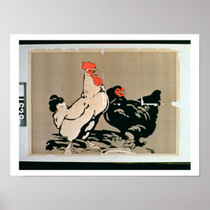 Ungtupp och höna (färglithoen) poster