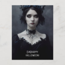 Unhappy Halloween. Gothic girl witch