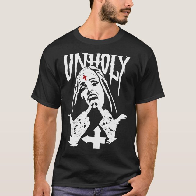 Unholy Satanic Nun Tattoos Classic T-Shirt (Framsida)