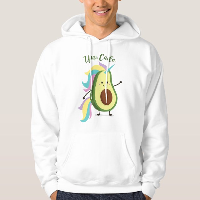 Uni Cado Unicorn Avokado Födelsedag Hoodie (Framsida)