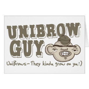 Unibrow grabb med hatten hälsningskort