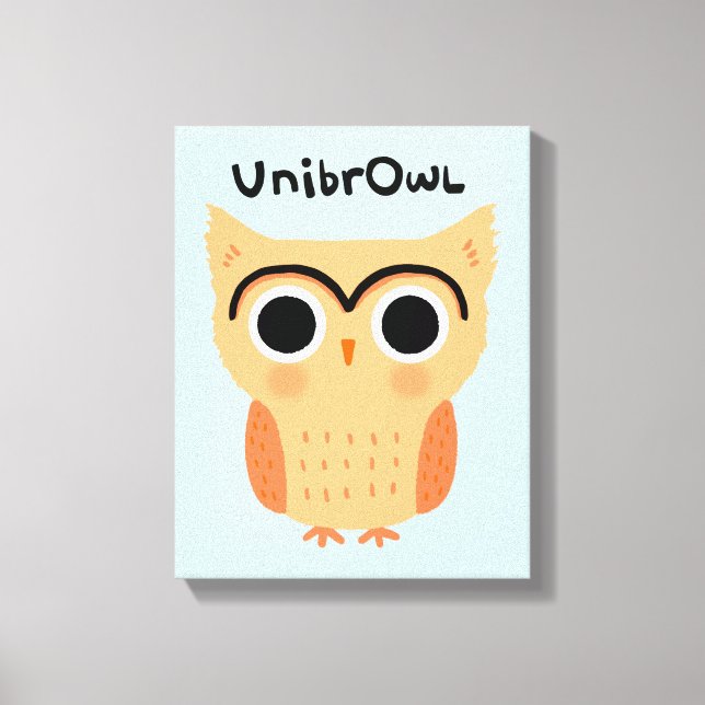 UnibrOwl Unibrow Uggla | Funny Cute Eyebrows Uggla Canvastryck (Framsida)