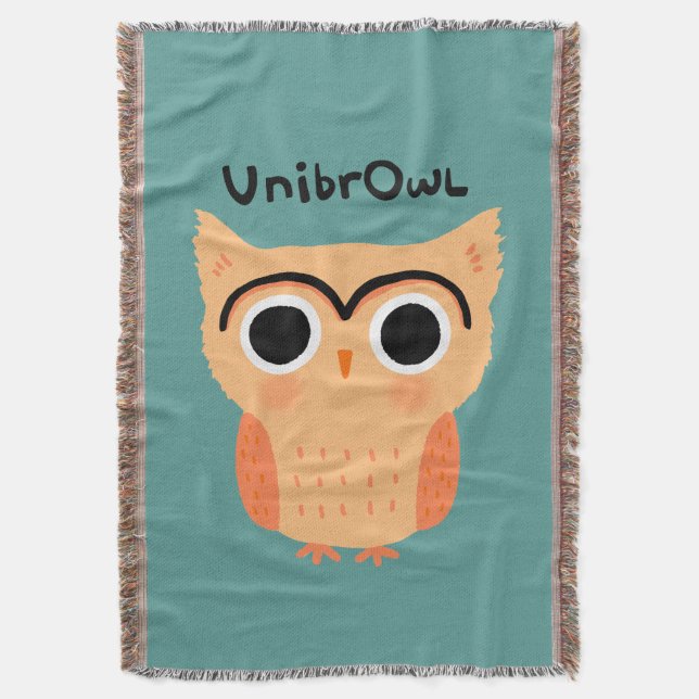UnibrOwl Unibrow Uggla | Funny Cute Eyebrows Uggla Filt (Framsidan Vertikal)