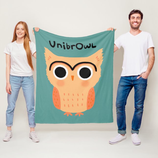 UnibrOwl Unibrow Uggla | Funny Cute Eyebrows Uggla Fleecefilt (På plats)
