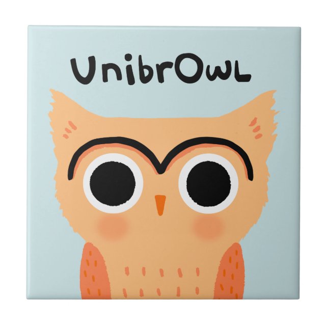 UnibrOwl Unibrow Uggla | Funny Cute Eyebrows Uggla Kakelplatta (Framsidan)