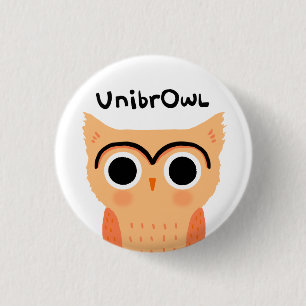 UnibrOwl Unibrow Uggla Funny Cute Eyebrows Uggla Knapp