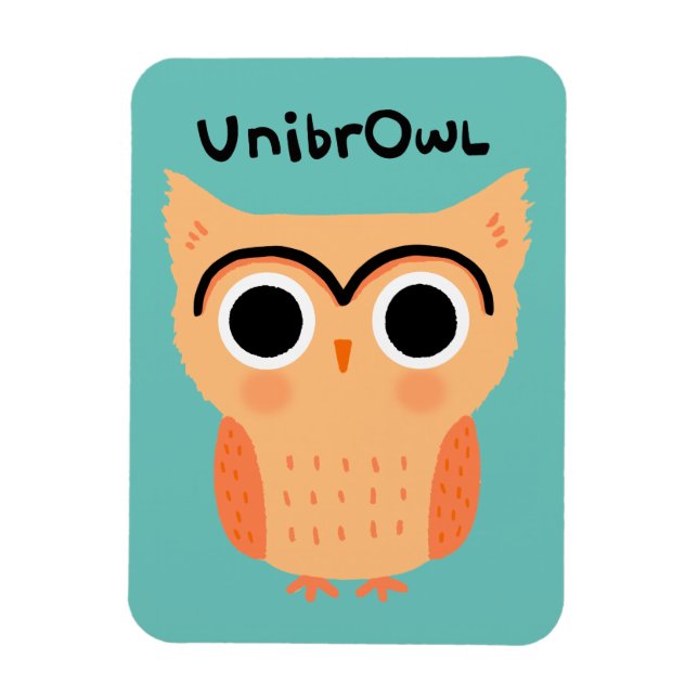 UnibrOwl Unibrow Uggla | Funny Cute Eyebrows Uggla Magnet (Vertikal)
