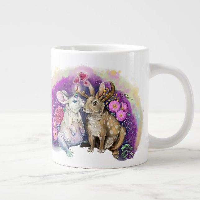 Unibunny Kisses Jackalope Magic Kärlek Jumbo Mugg (Höger)