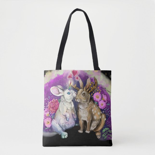 Unibunny Kisses Jackalope Magic Kärlek Tygkasse (Framsida)