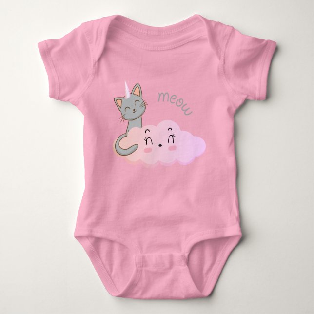 unicat moln mjau baby kroppsställningar t shirt (Framsida)