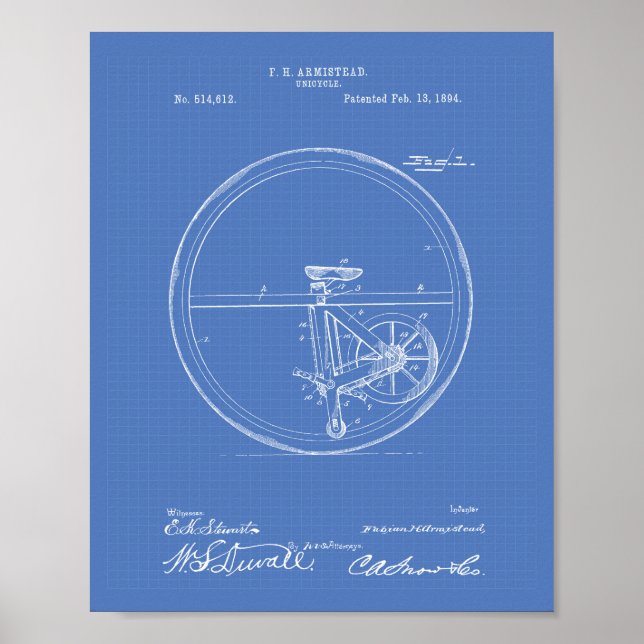 Unicle 1894 Patent Art Blueprint Poster (Framsidan)