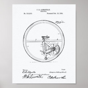 Unicle 1894 Patent Art White Papper Poster