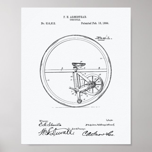 Unicle 1894 Patent Art White Papper Poster (Framsidan)