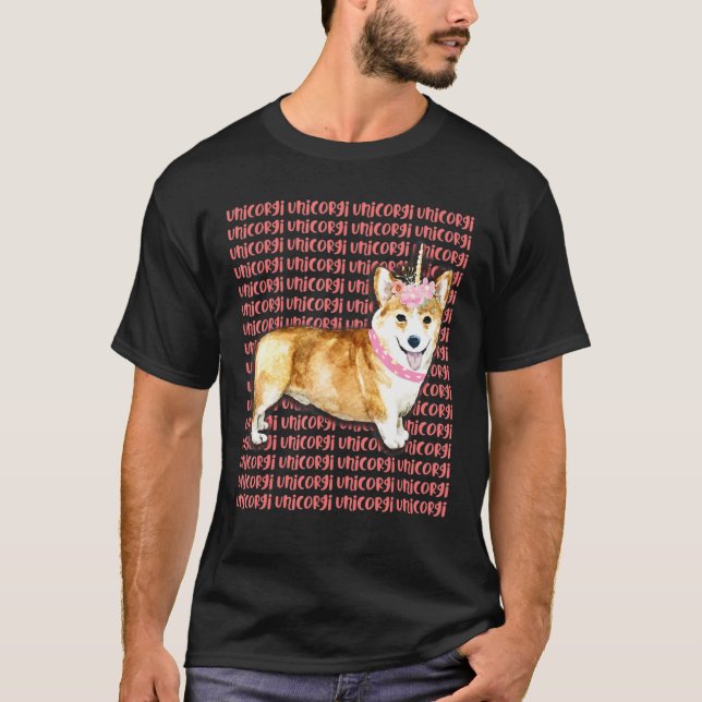 Unicorgi Corgicorn Unicocrn Corgi T Shirt (Framsida)