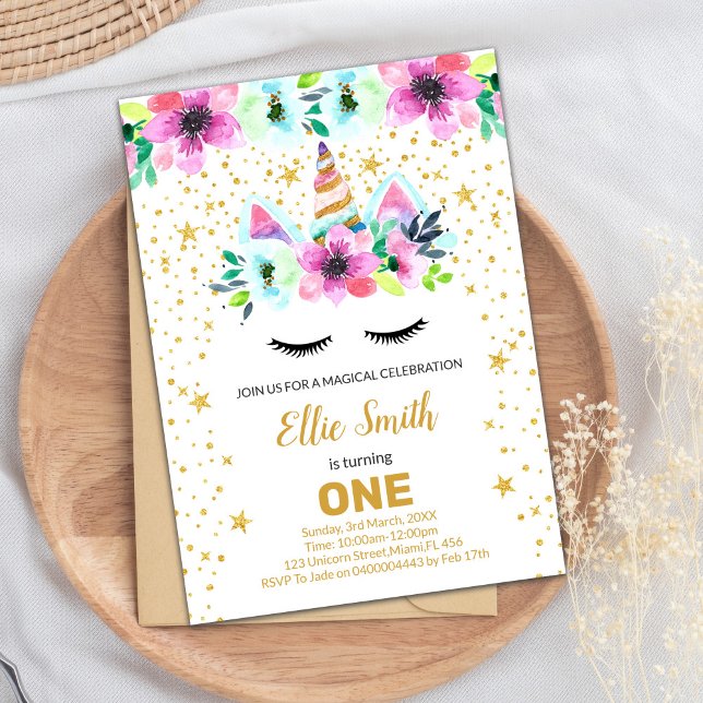 Unicorkort för anpassade Rosa och Grönt Inbjudningar (Pink Green Unicorn Cards)