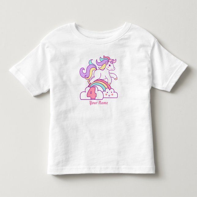 Unicorn4e födelsedagen t-shirt (Framsida)