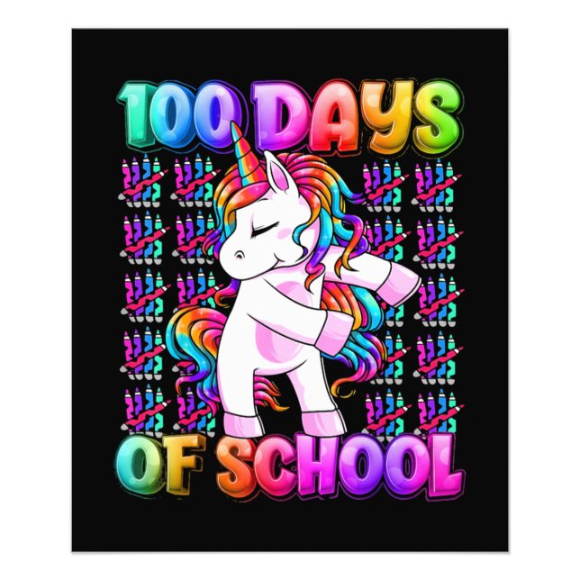 Unicorn 100 dagar i skolan fototryck (Framsidan)