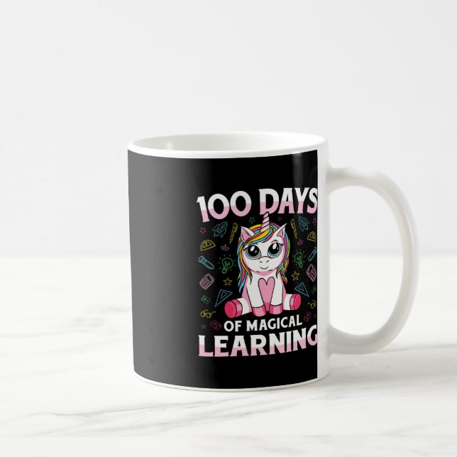 Unicorn 100 Day of School Teacher 100 Days Girl Kaffemugg (Höger)