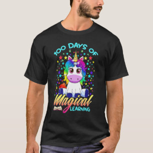 Unicorn 100 Days Magic Learning Lycklig 100 Day T Shirt