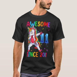 Unicorn 11:e födelsedagsutrustning för flickor Fan T Shirt