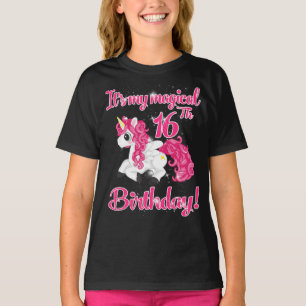 Unicorn 16:e Födelsedagsfesten Shirt Girl 16 Years T