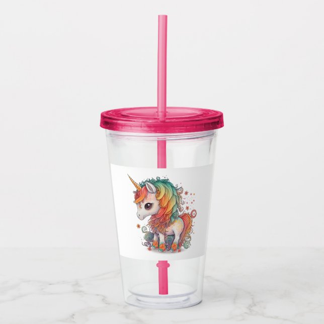 UNICORN 16oz, Fuchsia Rosa Take Away Mugg (Framsida)