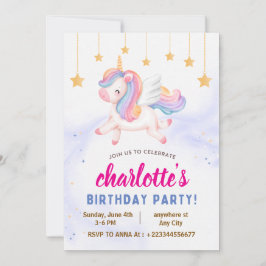 Unicorn 1-årsdagen party inbjudningar